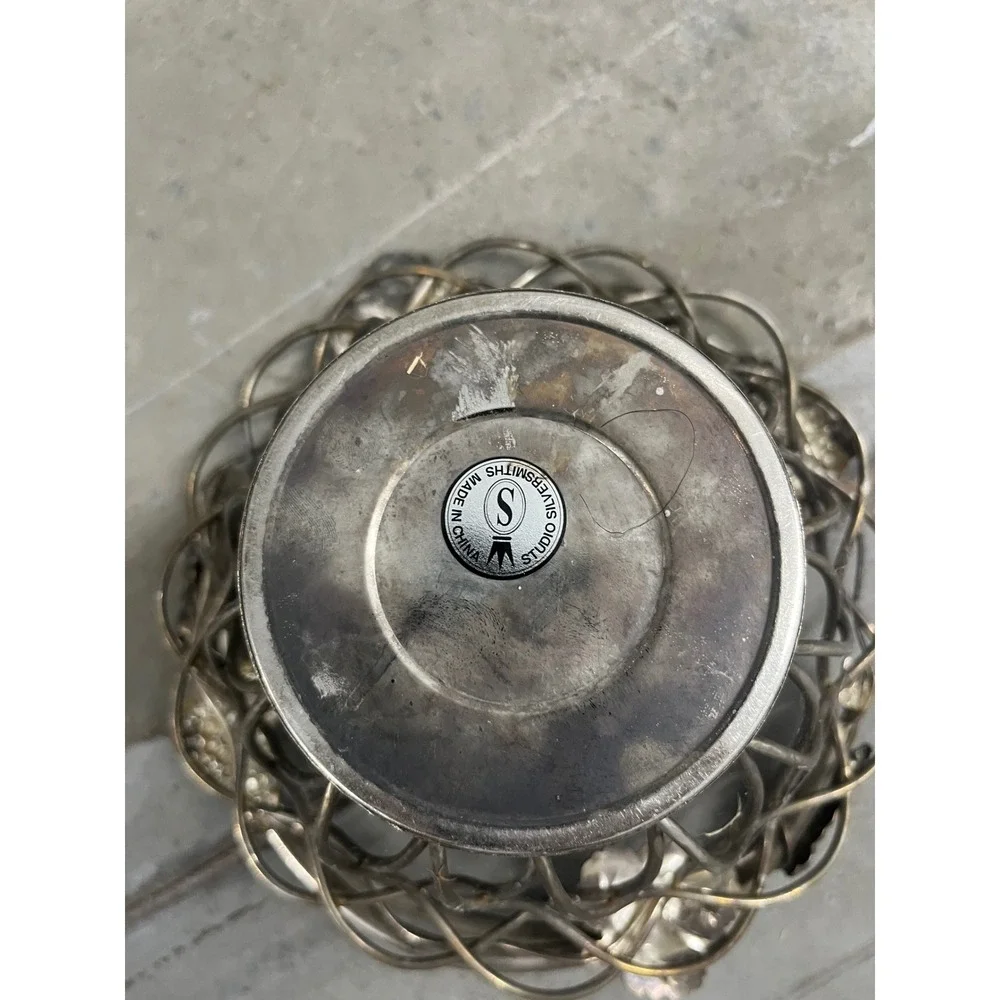 Studio Silversmiths Silver Plated Grapevine Wire Basket with Handle Centerpiece